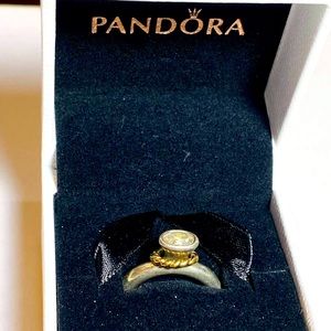 Pandora Halo Reminder ring w 14k gold & CZ Crystal